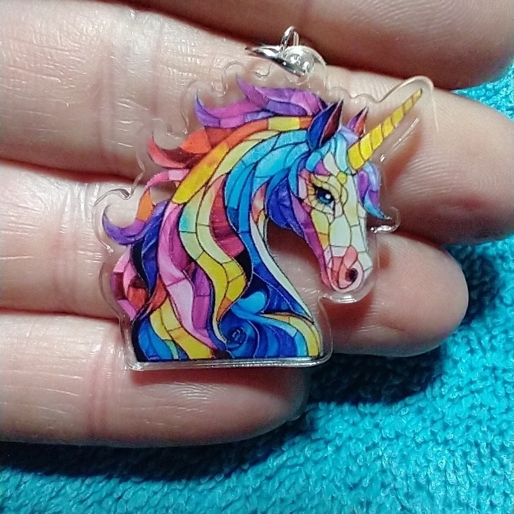Cute colorful unicorn wire dangle earrings rainbow fantasy